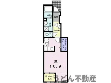 リュシータ B(ワンルーム/1階)の間取り写真