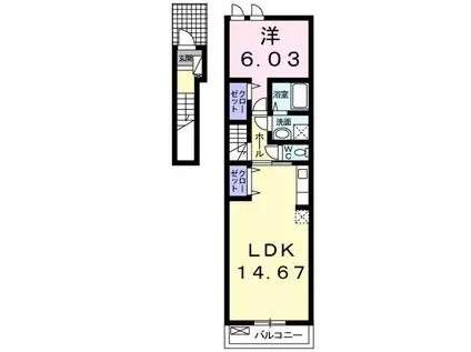 アムールメゾン林田(1LDK/2階)の間取り写真