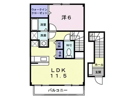 シャン・ミリューⅠB(1LDK/2階)の間取り写真