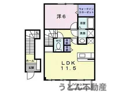 シャン・ミリューⅠB(1LDK/2階)の間取り写真