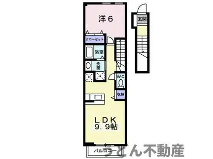 シャン・ミリューⅡC(1LDK/2階)の間取り写真