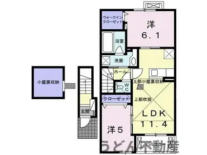 クラール宇多津B(2LDK/2階)の間取り写真