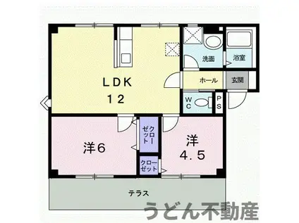 プラドール裕B(2LDK/1階)の間取り写真