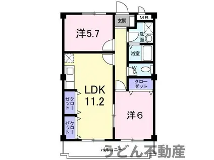 マリッチ溝渕Ⅰ(2LDK/1階)の間取り写真