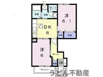 パークサイド大道C(2DK/1階)の間取り写真