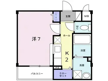 グランツ築地(1K/2階)の間取り写真