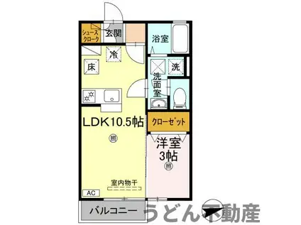 パークサウス(1LDK/1階)の間取り写真