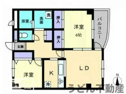 レイクウエストⅡ(2LDK/3階)の間取り写真