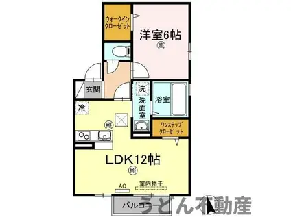 グランフェルティB棟(1LDK/1階)の間取り写真