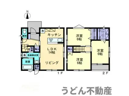 高松琴平電鉄琴平線 太田駅(高松) 徒歩10分 2階建 築9年(3LDK)の間取り写真