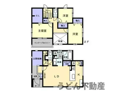 高松琴平電鉄琴平線 三条駅(高松) 徒歩13分 2階建 築8年(3LDK)の間取り写真