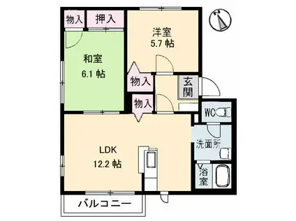 メゾン・サンピュアB棟(2LDK/2階)の間取り写真