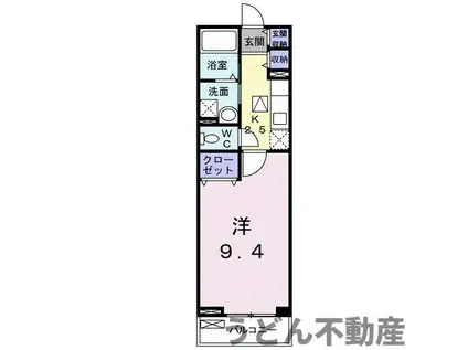 リュミエール(1K/1階)の間取り写真