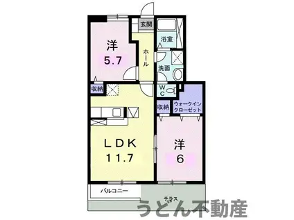 ロジュマン国分寺2(2LDK/1階)の間取り写真