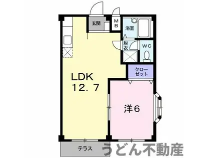 エルディム大西(1LDK/1階)の間取り写真