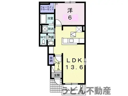 メゾン ブライト A(1LDK/1階)の間取り写真