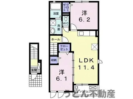 シェリールⅠ(2LDK/2階)の間取り写真