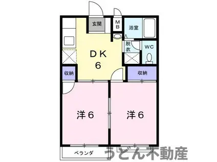 エルメス熊本Ⅰ(2DK/2階)の間取り写真