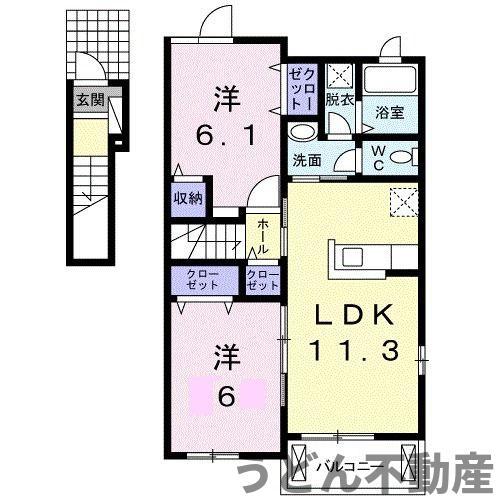 コッティ三木(2LDK/2階)の間取り写真