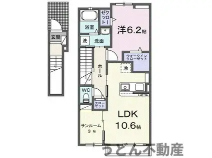 ブリリアントⅡA(1LDK/2階)の間取り写真