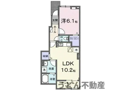 ブリリアントⅡB(1LDK/1階)の間取り写真