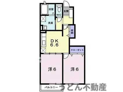 メゾン・ポポラーレB(2DK/1階)の間取り写真