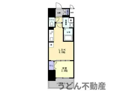 S-RESIDENCE中新町AVELIS(1LDK/8階)の間取り写真