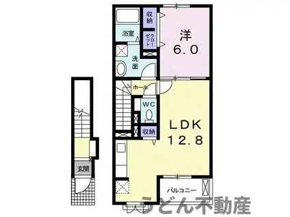 ルーベル宇多津A(1LDK/2階)の間取り写真