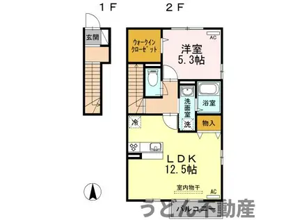 ZEFIRO(1LDK/2階)の間取り写真