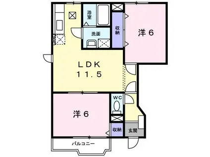 コリーヌHIRAOKAA(2LDK/1階)の間取り写真