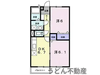 アンフィニ(2DK/2階)の間取り写真