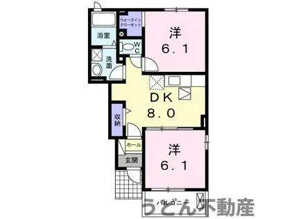レユスィートY Ⅵ(2DK/1階)の間取り写真