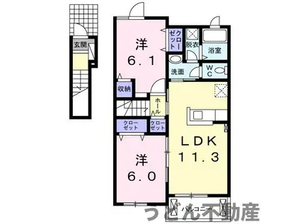 アンドーレ中道A(2LDK/2階)の間取り写真