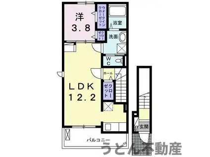 ラペシュ・クオーレ(1LDK/2階)の間取り写真