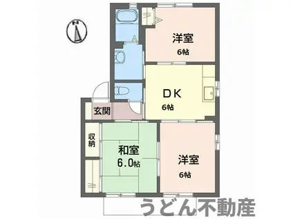 グランシードK Ⅱ棟(3DK/2階)の間取り写真