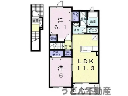 PORTEREGALOⅢ(2LDK/2階)の間取り写真