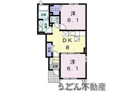 ソレイユK・Ⅱ(2DK/1階)の間取り写真