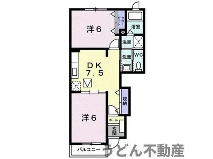 アクティ北鴨ⅡB(2DK/1階)の間取り写真