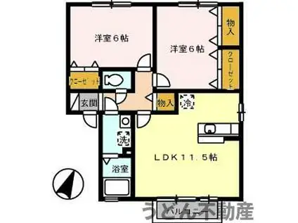 フォレストⅡ B棟(2LDK/2階)の間取り写真