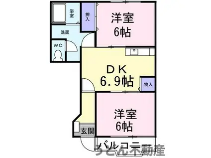 レガシーガーデンⅡ(2DK/1階)の間取り写真