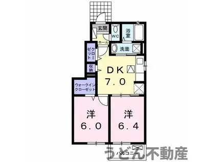 ブライトパークⅢ(2DK/1階)の間取り写真
