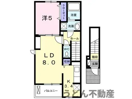 メゾンディオール ⅢB(1LDK/2階)の間取り写真