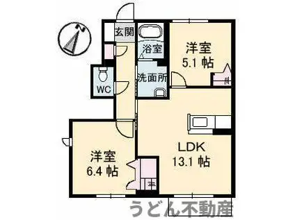 フラワーランドE棟(2LDK/1階)の間取り写真