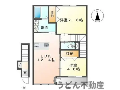 アムール カスガⅠ(2LDK/2階)の間取り写真