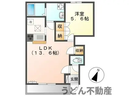 カリーノ桜井 Ⅰ(1LDK/1階)の間取り写真