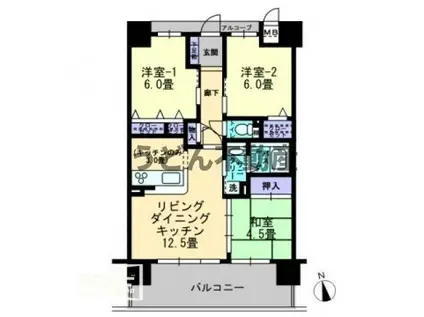 アルファライフ瓦町北(3LDK/2階)の間取り写真