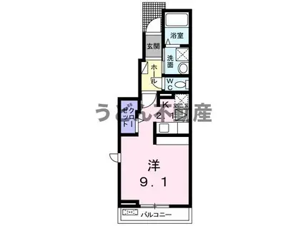 アモーレ今津Ⅰ(ワンルーム/1階)の間取り写真