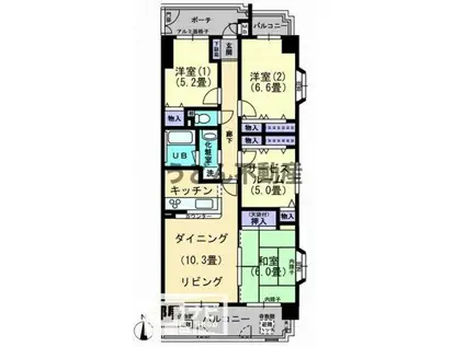 ダイアパレス太田第5(3SLDK/6階)の間取り写真