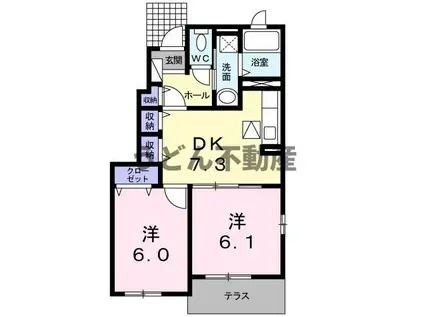 レユスィートYⅣ(2DK/1階)の間取り写真