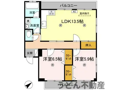 ハイツ・タイチ Ⅰ棟1-(2LDK/1階)の間取り写真
